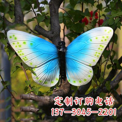 江西精致风韵,蓝白蝴蝶雕塑