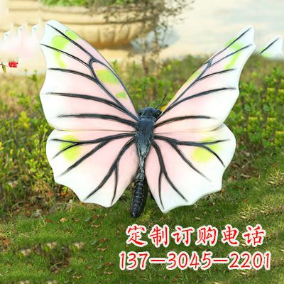 江西浅粉白色仿真蝴蝶雕塑