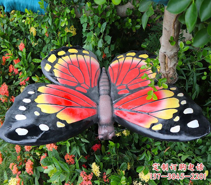 江西仿真蝴蝶摆草地动物雕塑摆件