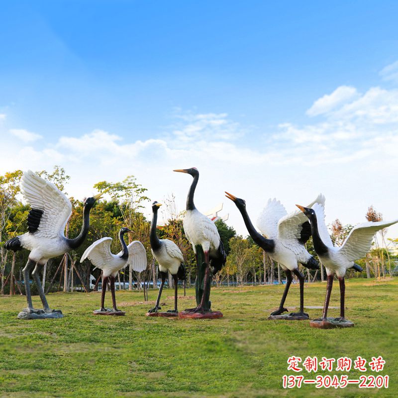 江西雕刻传统文化,精美仙鹤雕塑