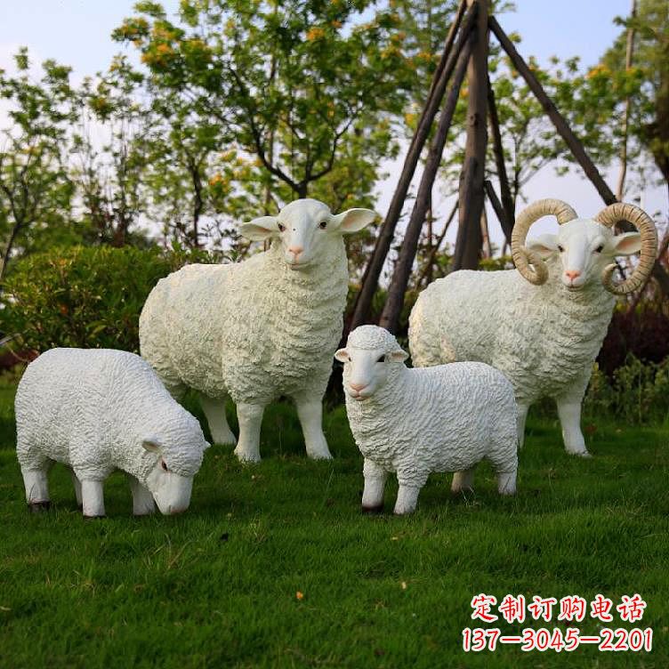 江西仿真羊玻璃钢雕塑-草原草坪绿化带仿真动物摆件