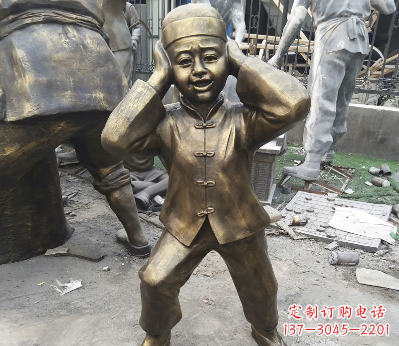 江西儿童放鞭炮铜雕