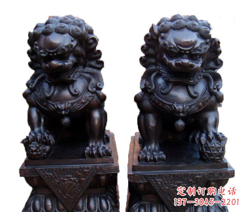 江西风水纯铜故宫狮子摆件铜雕塑