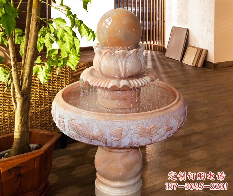 江西浑然天成的风水球石雕
