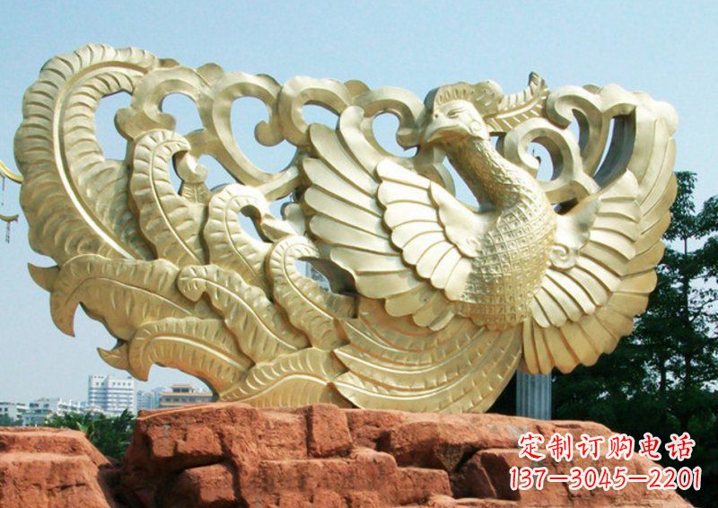 江西凤凰古代神兽铜雕