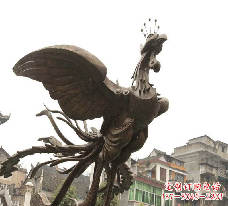 江西凤凰展翅铜雕