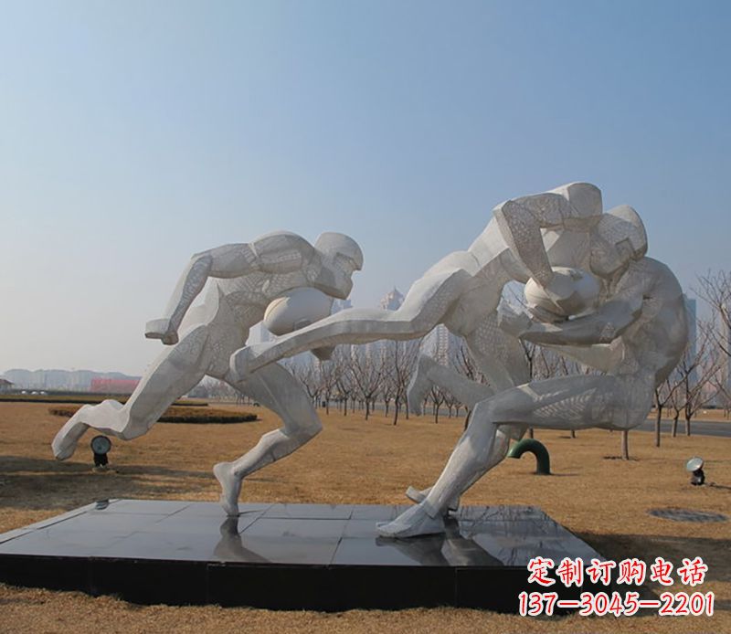 江西橄榄球不锈钢运动雕塑