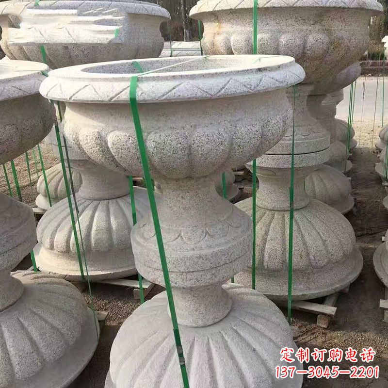 江西高墩砂岩石雕花盆