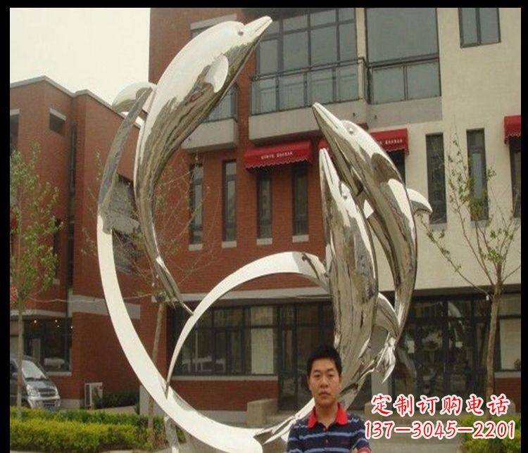 江西工厂不锈钢镜面海豚雕塑