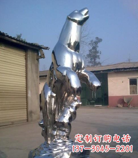 江西公园不锈钢抽象北极熊动物雕塑