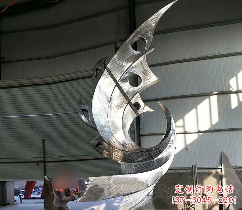江西公园不锈钢抽象凤凰景观雕塑 (3)