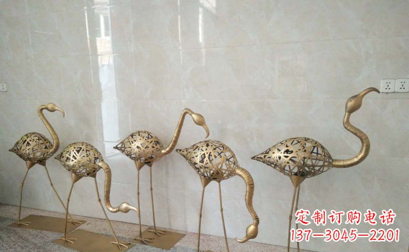 江西不锈钢抽象火烈鸟动物雕塑