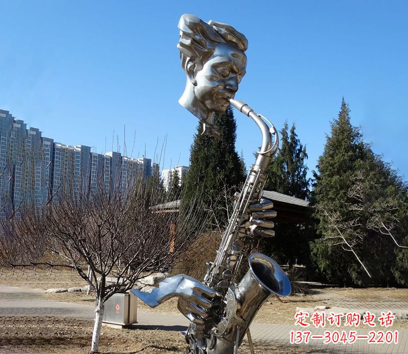 江西纪念性不锈钢萨克斯头像雕塑