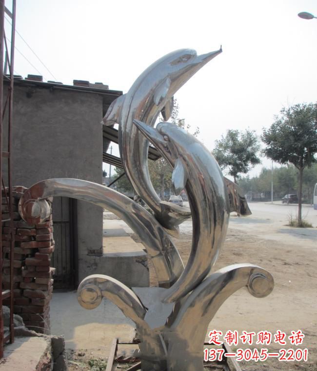 江西倾情展示——室外可靠不锈钢海豚雕塑