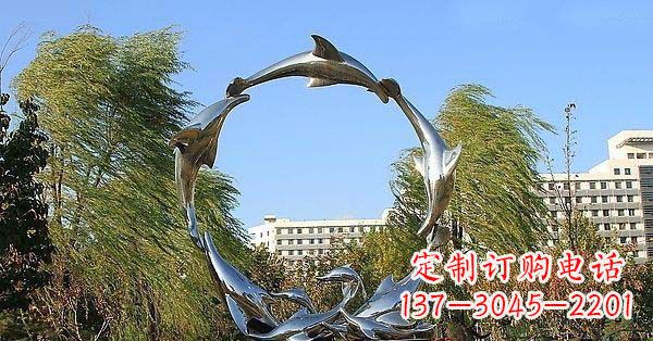 江西华丽精致的不锈钢海豚雕塑