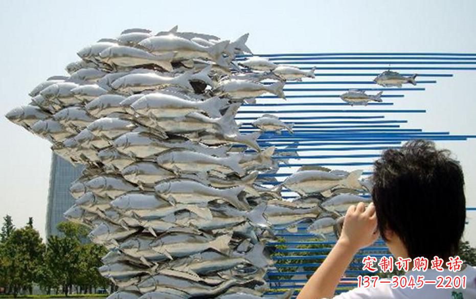 江西公园不锈钢鲤鱼群雕塑