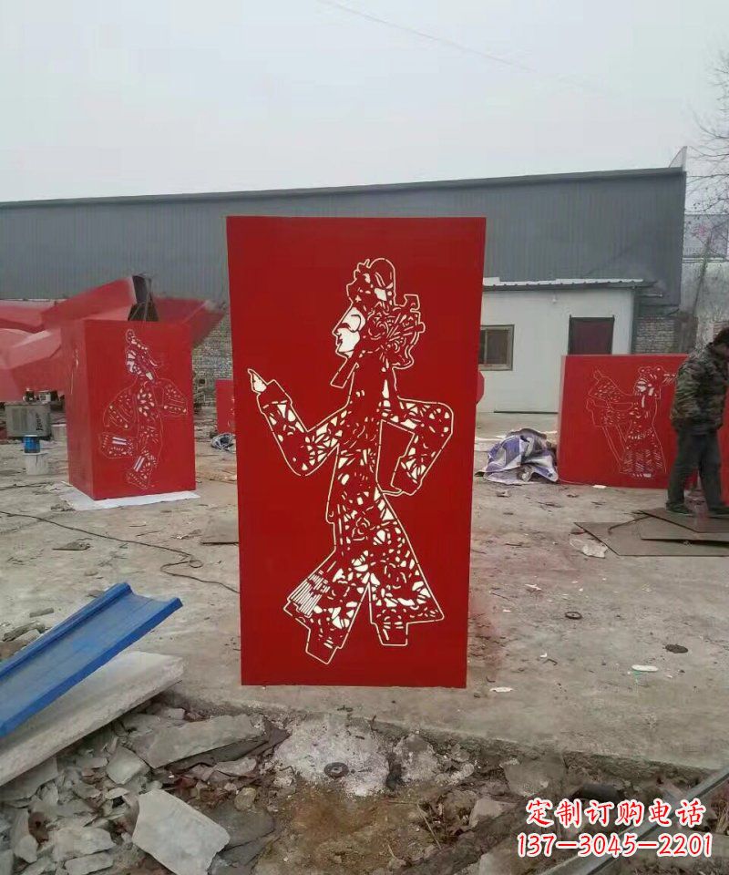 江西不锈钢灯罩皮影戏人物雕塑