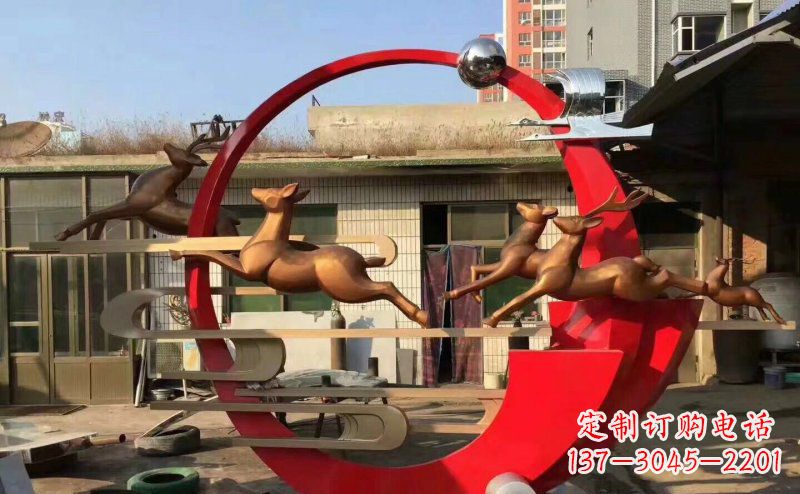 江西梅花鹿不锈钢雕塑引人瞩目的审美观赏