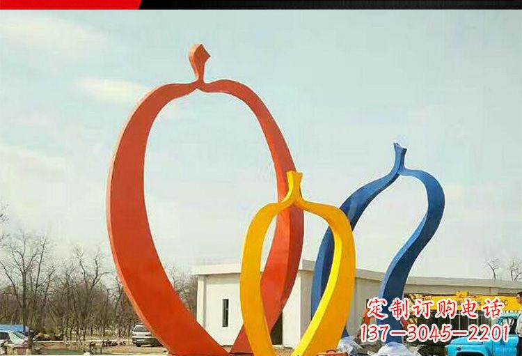 江西金光闪耀,果实成熟——不锈钢苹果雕塑
