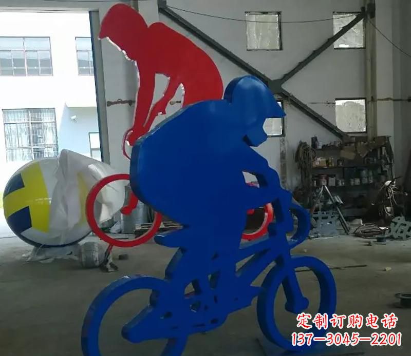 江西公园不锈钢骑自行车运动人物雕塑