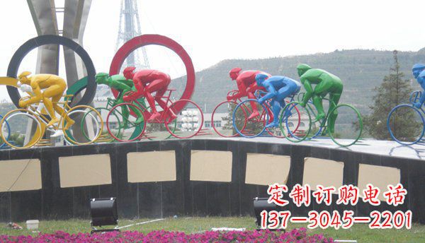 江西品味传统,扬帆未来——不锈钢骑自行车雕塑
