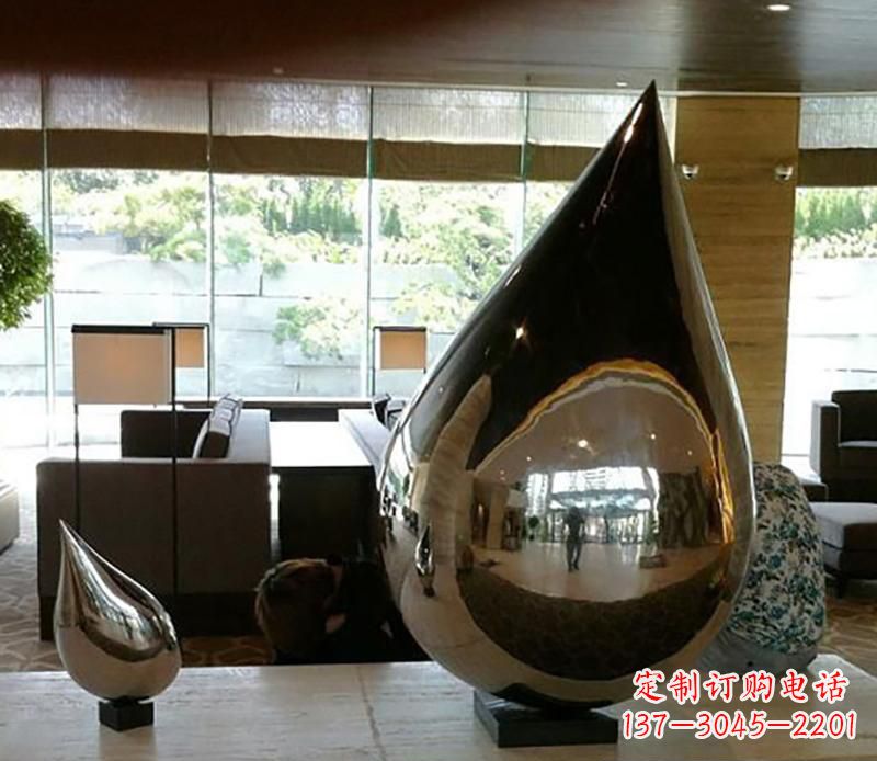 江西公园不锈钢水滴球景观雕塑