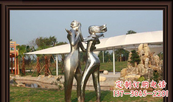 江西一对动感传情的不锈钢跳舞情侣雕塑