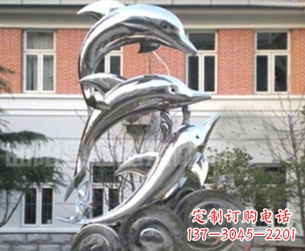江西跳跃海豚海浪不锈钢雕塑