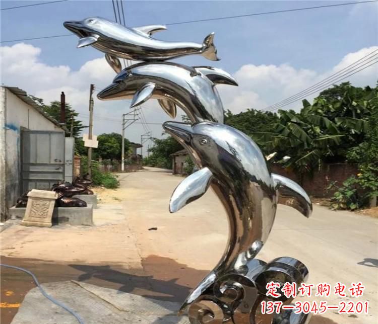 江西冲浪海豚不锈钢雕塑