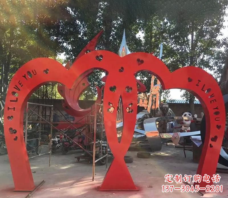 江西中领雕塑新款不锈钢心形拱门雕塑