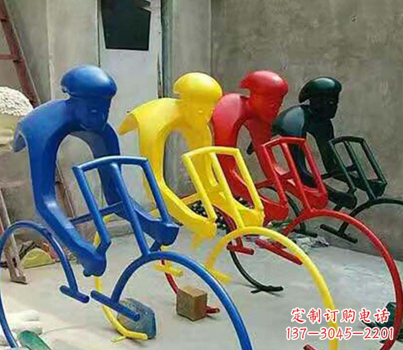 江西不锈钢自行车运动人物景观雕塑