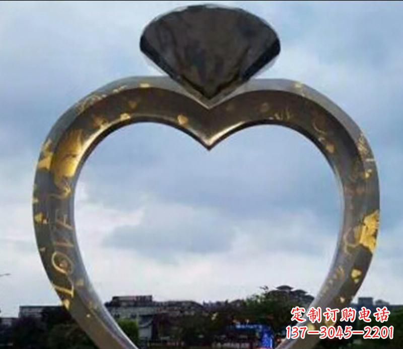 江西公园不锈钢钻石戒指景观雕塑