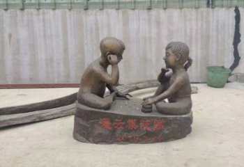 江西精美儿童下棋铜雕