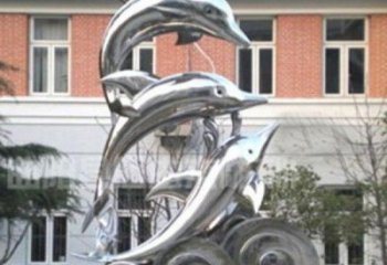 江西跳跃海豚海浪不锈钢雕塑
