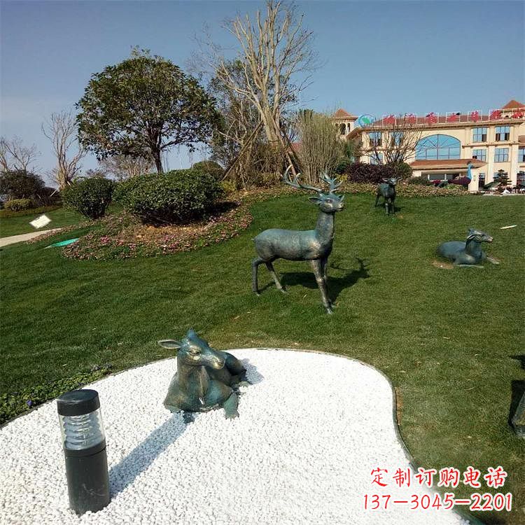 江西公园草坪动物雕塑摆件铜雕鹿