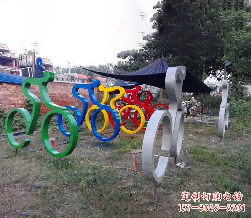 江西抽象不锈钢自行车雕塑