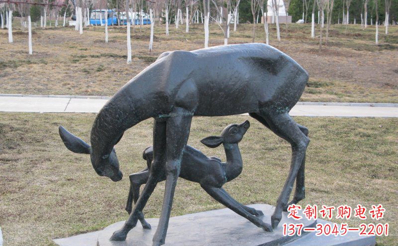 江西母子鹿铜雕艺术塑像