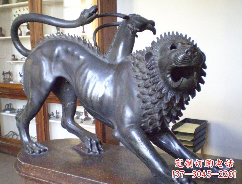 江西公园抽象狮子蛇和羚羊动物景观铜雕