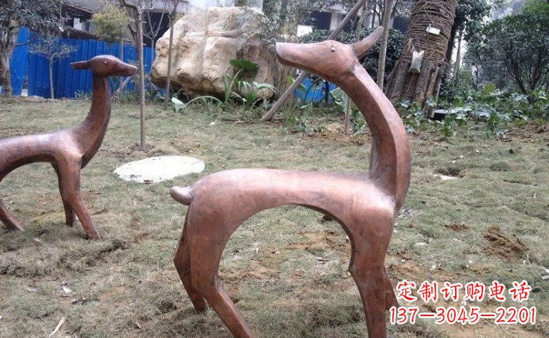 江西公园抽象小鹿动物铜雕
