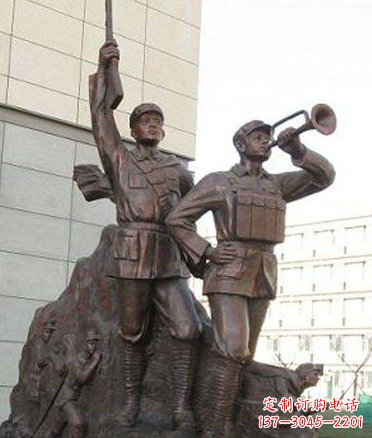 江西革命精神熠熠冲锋号铜雕