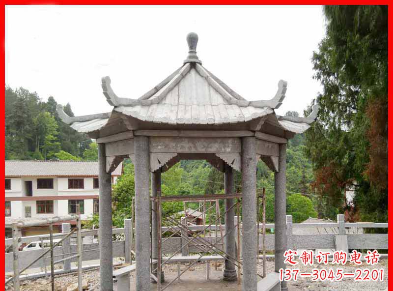 江西精美大理石六角石凉亭雕塑