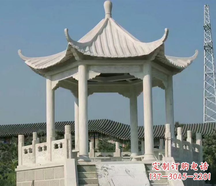 江西极具视觉冲击力的大理石六角石凉亭雕塑
