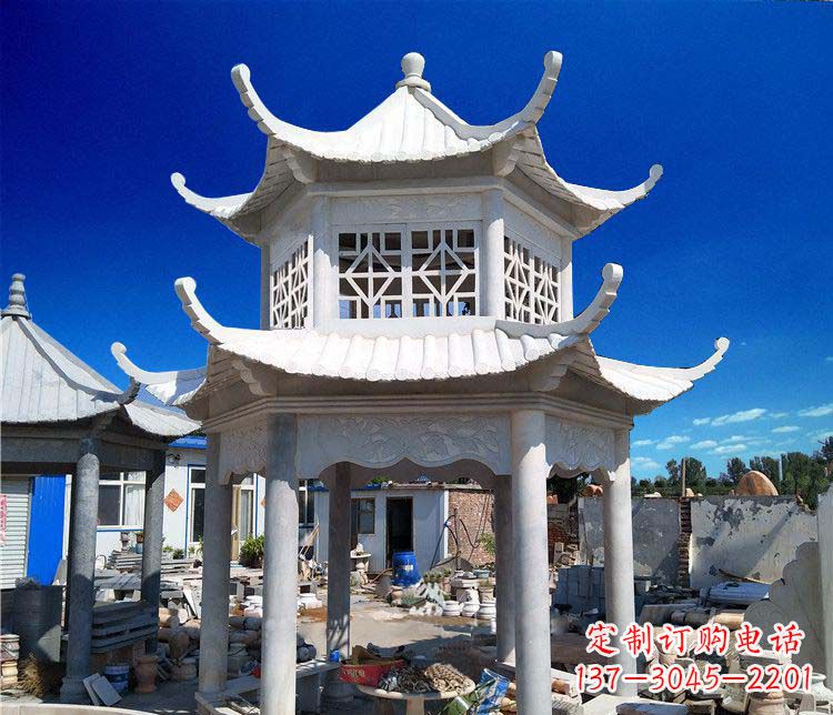 江西大理石双层凉亭雕塑