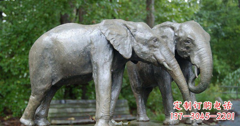 江西公园大象动物铜雕 (2)