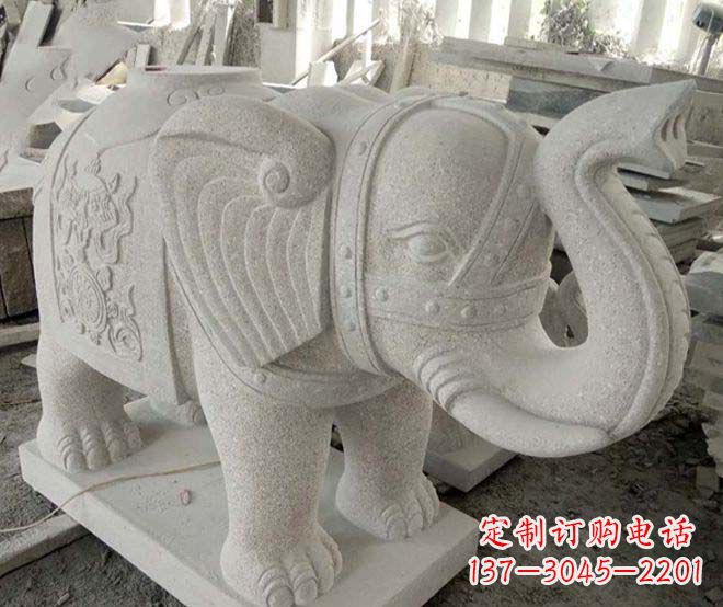 江西公园动物大理石大象石雕 (3)