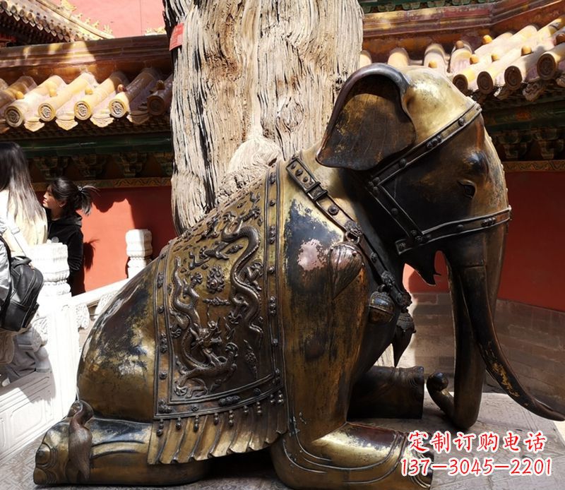 江西公园动物大象铜雕