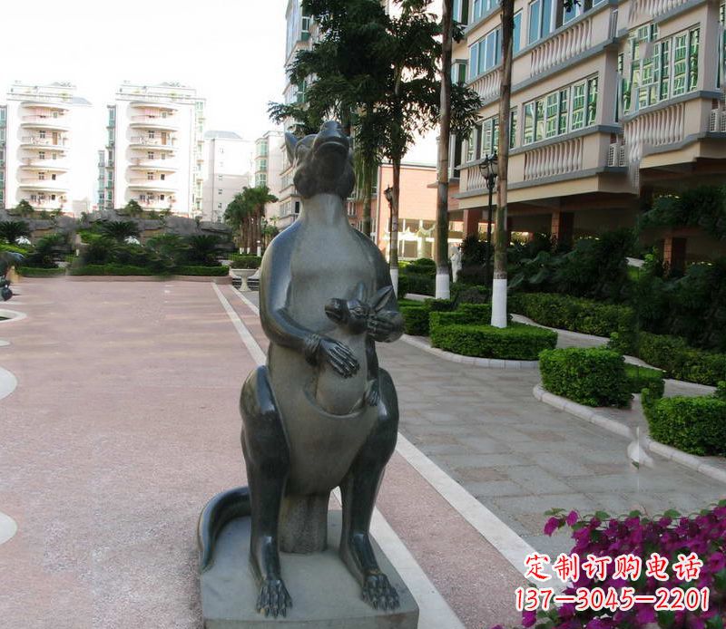 江西公园动物袋鼠石雕