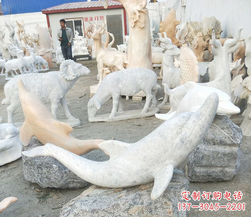 江西公园动物海豚石雕