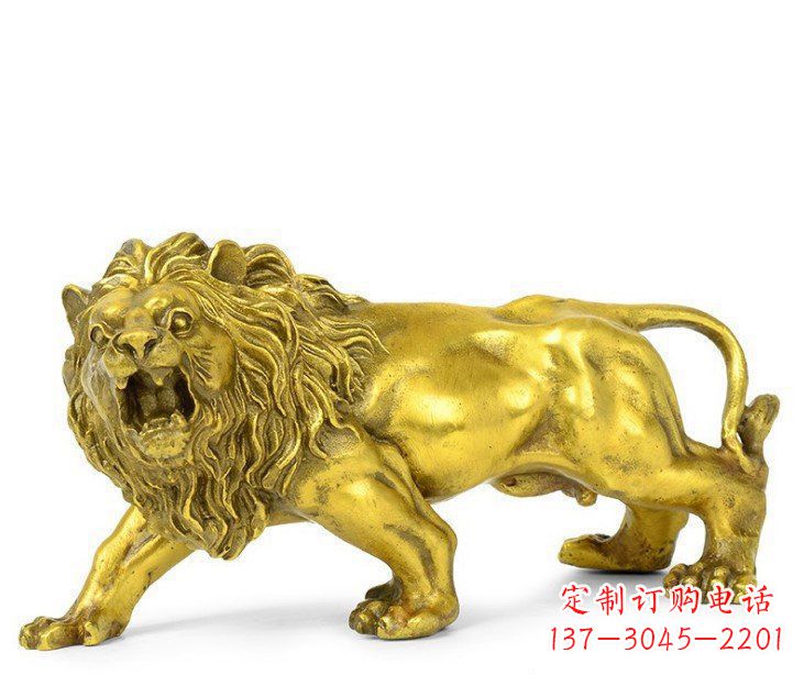江西公园动物黄铜鎏金狮子铜雕塑