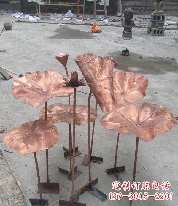 江西公园锻铜荷花景观铜雕